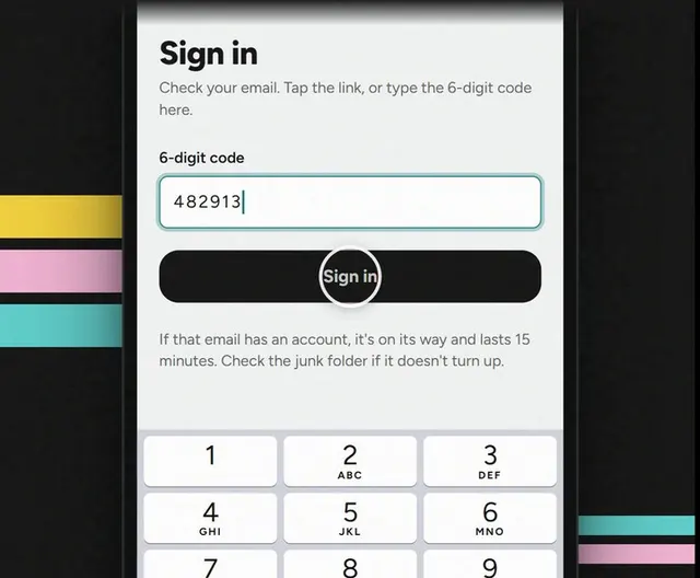 Sign in with the code.